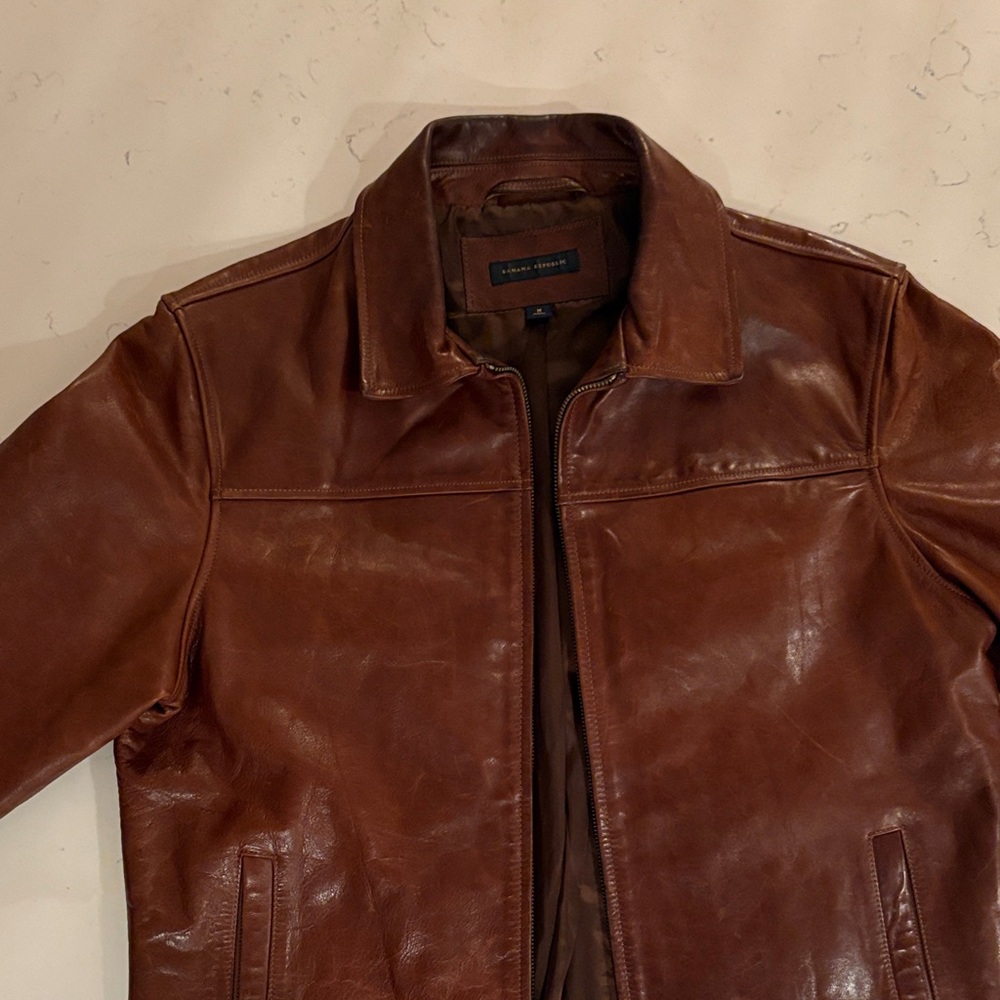 Banana Republic Men's Rich Brown Leather Jacket - Picture 14 of 16